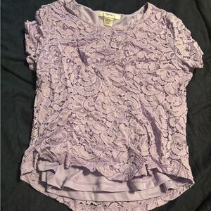 TanJay Lavender Lace Short Sleeve Top